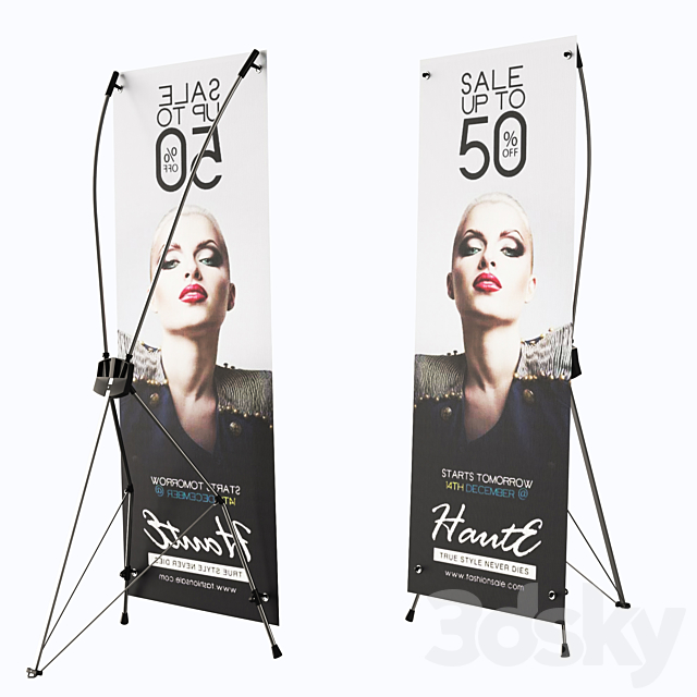 Advertising Banner Stands 3DS Max Model - thumbnail 4