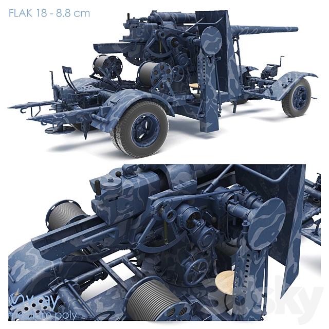 Anti-aircraft gun 3DSMax File - thumbnail 2