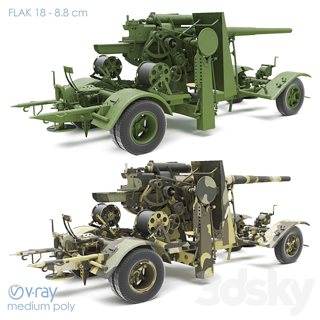 Anti-aircraft gun 3DSMax File - thumbnail 3