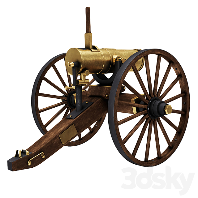 Antique Bronze Gun 3DS Max Model - thumbnail 2