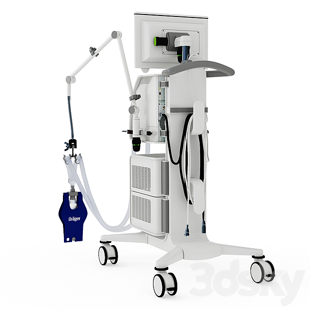 Artificial lung ventilator Dräger Evita V800 3ds Max - thumbnail 2