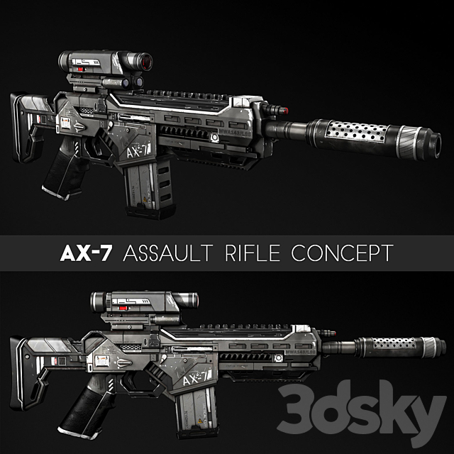 AX-7 Assault Rifle 3ds Max - thumbnail 1