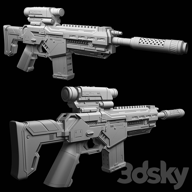 AX-7 Assault Rifle 3ds Max - thumbnail 2