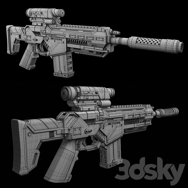 AX-7 Assault Rifle 3ds Max - thumbnail 3