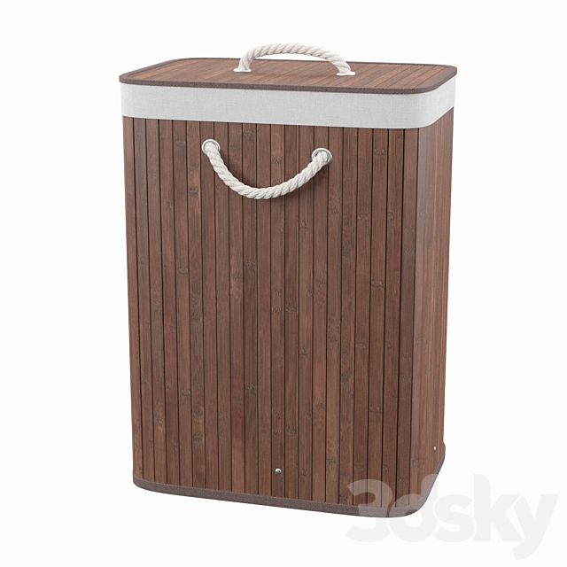 Bamboo Rectangular Laundry Hamper 3ds Max - thumbnail 1