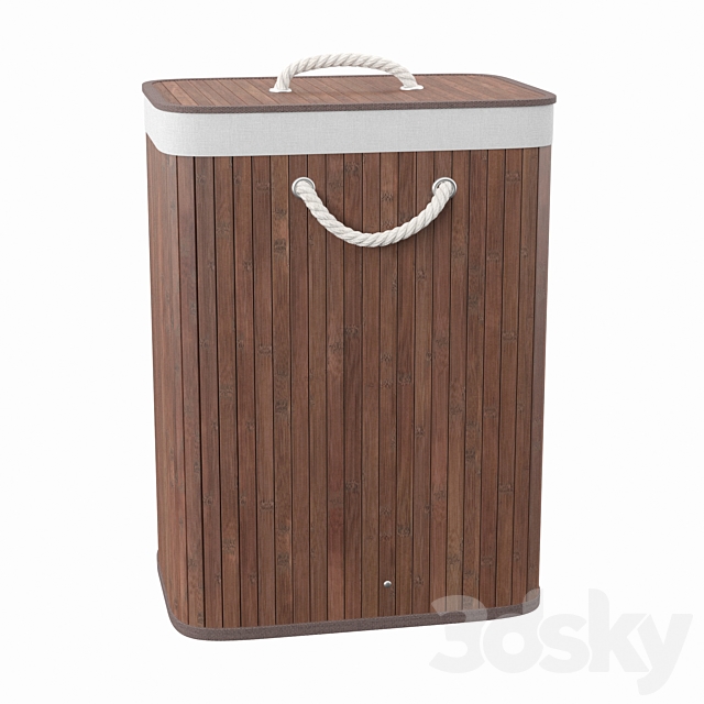 Bamboo Rectangular Laundry Hamper 3ds Max - thumbnail 2