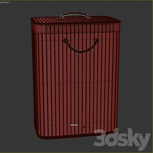 Bamboo Rectangular Laundry Hamper 3ds Max - thumbnail 3