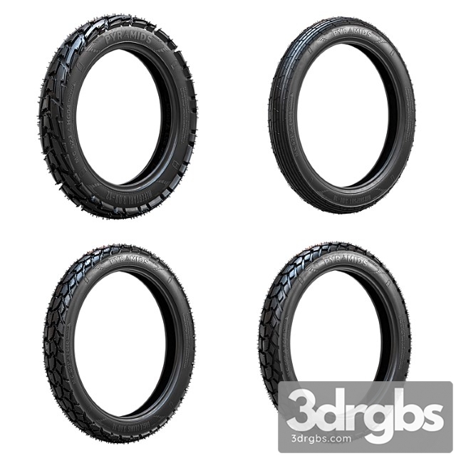 Bike tire tread pyramids – set 1 3dsmax Download - thumbnail 1