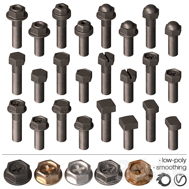 Bolts – Set-4 3ds Max - thumbnail 3