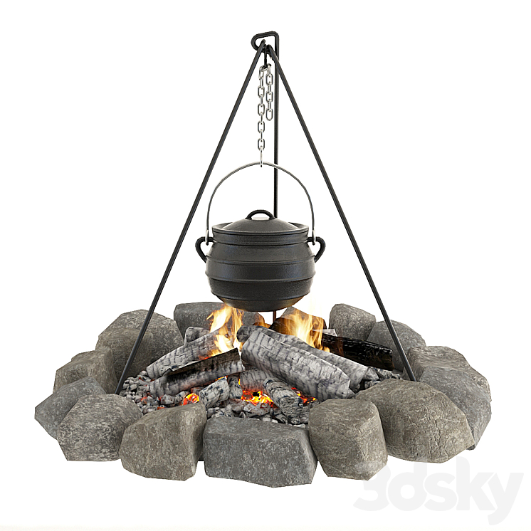 Bonfire pot 3DS Max Model - thumbnail 1