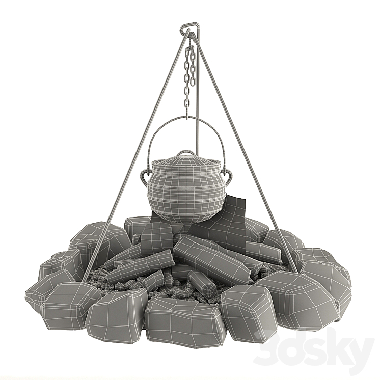 Bonfire pot 3DS Max Model - thumbnail 2