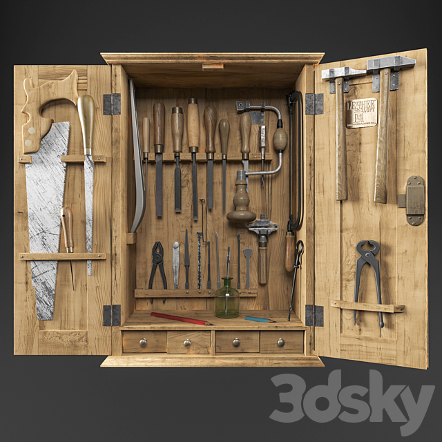 Cabinet with carpenter tools _ Cabinet with carpenter tools 3ds Max - thumbnail 1