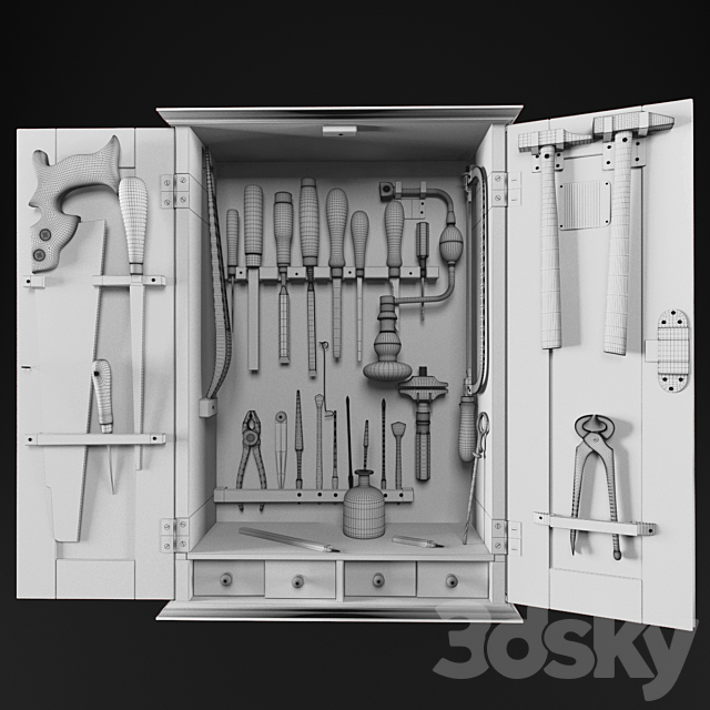 Cabinet with carpenter tools _ Cabinet with carpenter tools 3ds Max - thumbnail 3