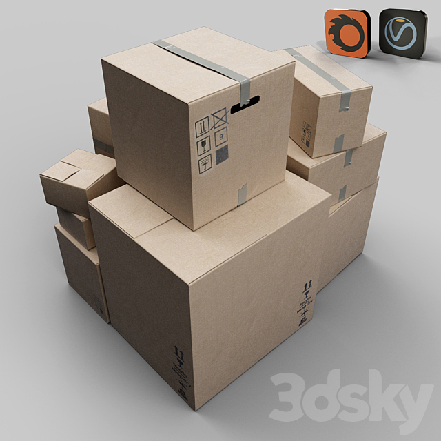 cardboard Box 3DS Max Model - thumbnail 2