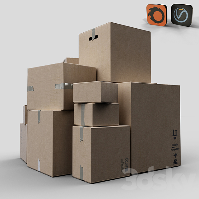 cardboard Box 3DS Max Model - thumbnail 3