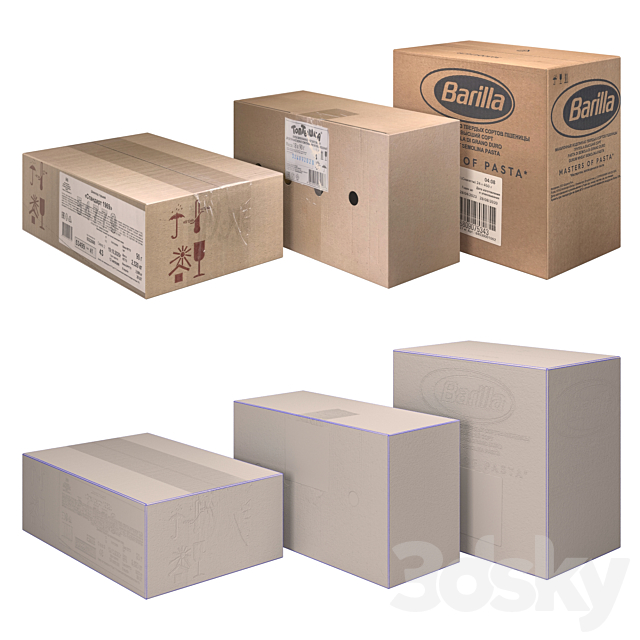 Cardboard boxes (low poly) 3DS Max Model - thumbnail 2