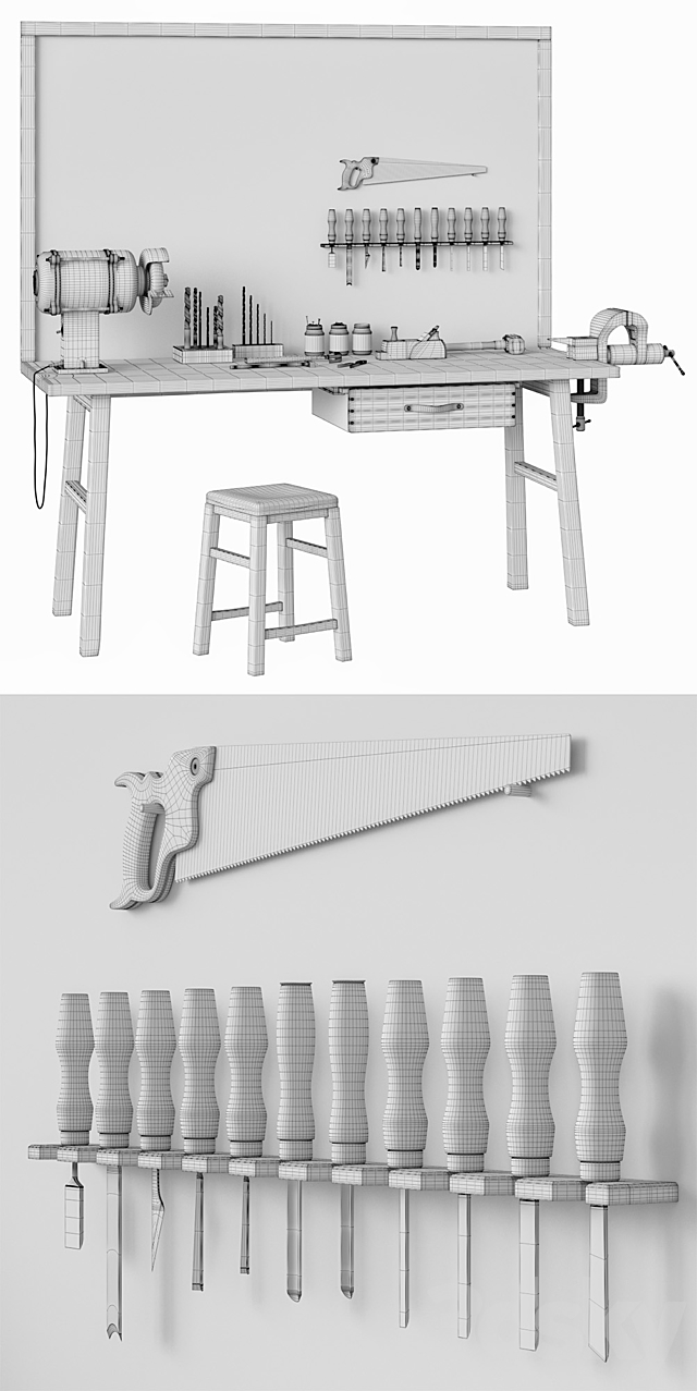 carpenter’s workshop 3DS Max Model - thumbnail 3