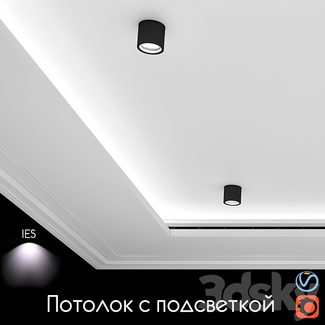 Ceiling light set 03 3ds Max - thumbnail 1