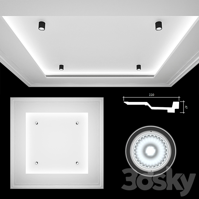 Ceiling light set 03 3ds Max - thumbnail 2