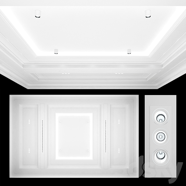 Ceiling light set 04 3DS Max Model - thumbnail 2