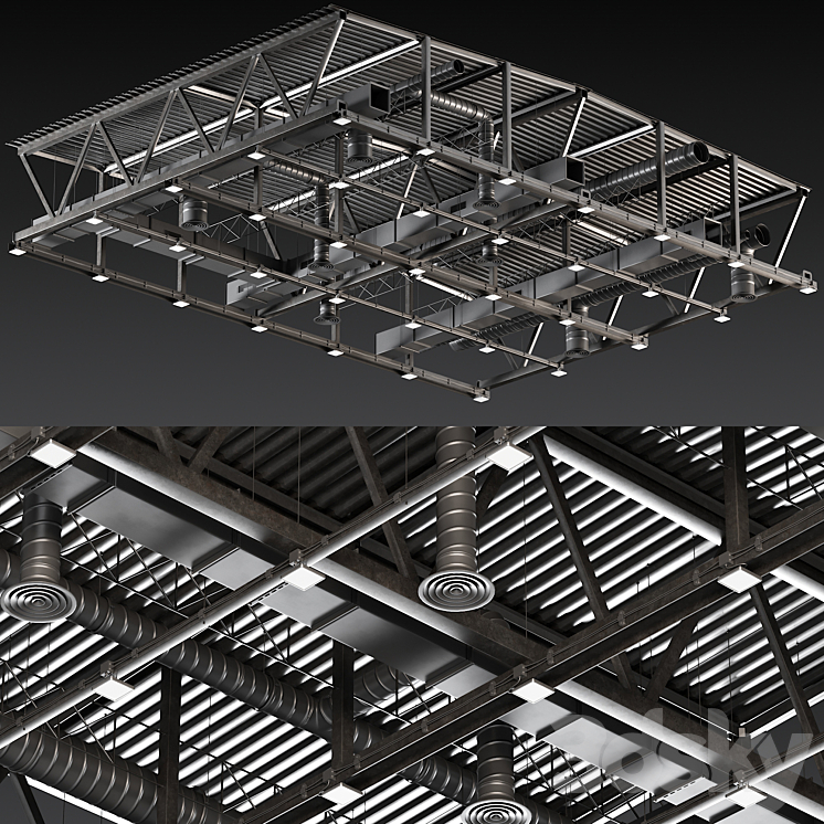 Ceiling Ventilation Black 3DS Max - thumbnail 1