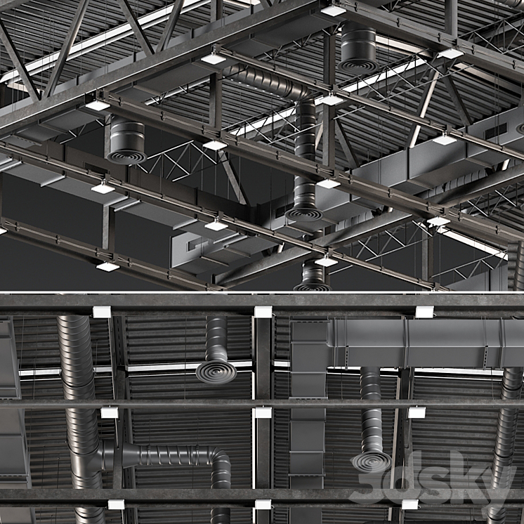 Ceiling Ventilation Black 3DS Max - thumbnail 2