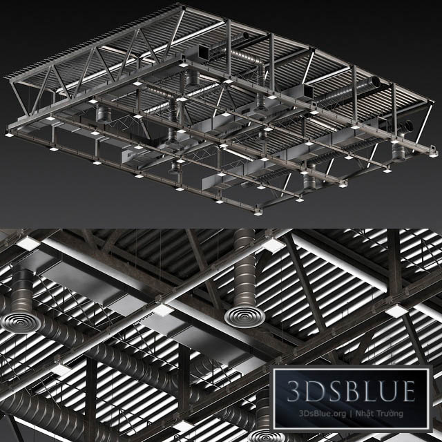 Ceiling Ventilation Black 3DS Max - thumbnail 3