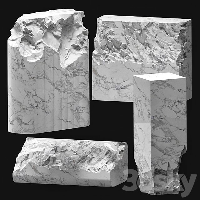 chopped stone set2 3dsMax Model - thumbnail 1