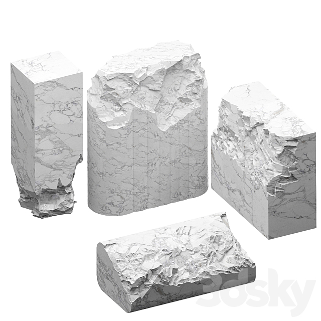 chopped stone set2 3dsMax Model - thumbnail 2