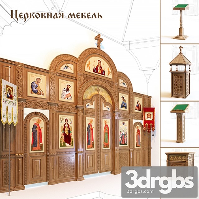 Church furniture 3dsmax Download - thumbnail 1