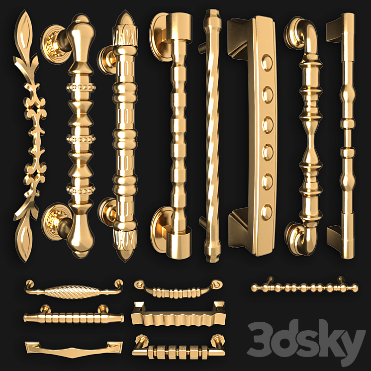 Collection of door knobs and handle-set 006 3DS Max Model - thumbnail 1