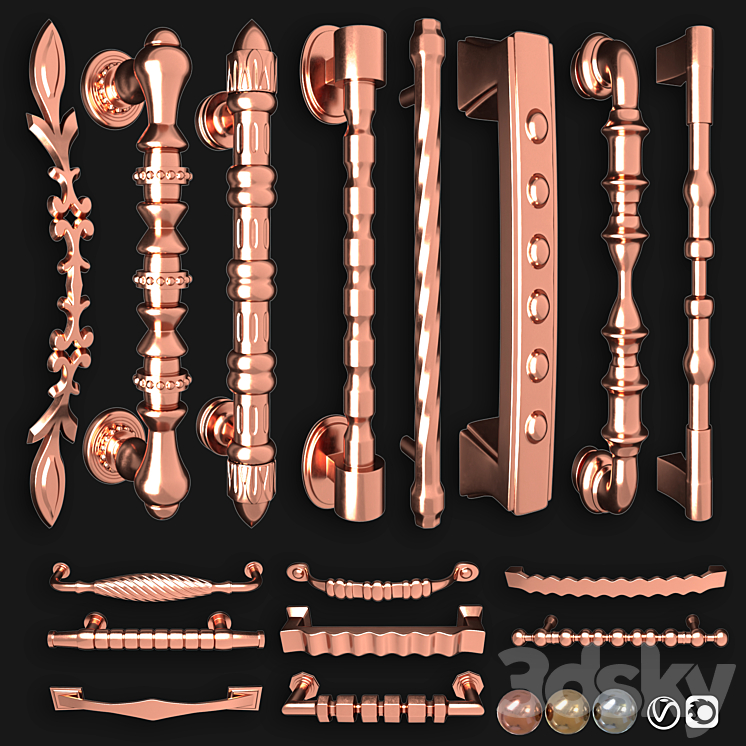 Collection of door knobs and handle-set 006 3DS Max Model - thumbnail 2