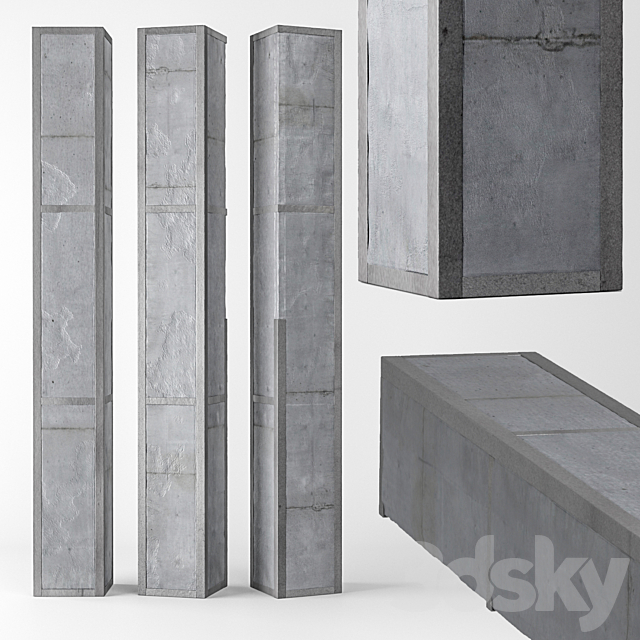 Concrete column with metal bandage 3ds Max - thumbnail 1