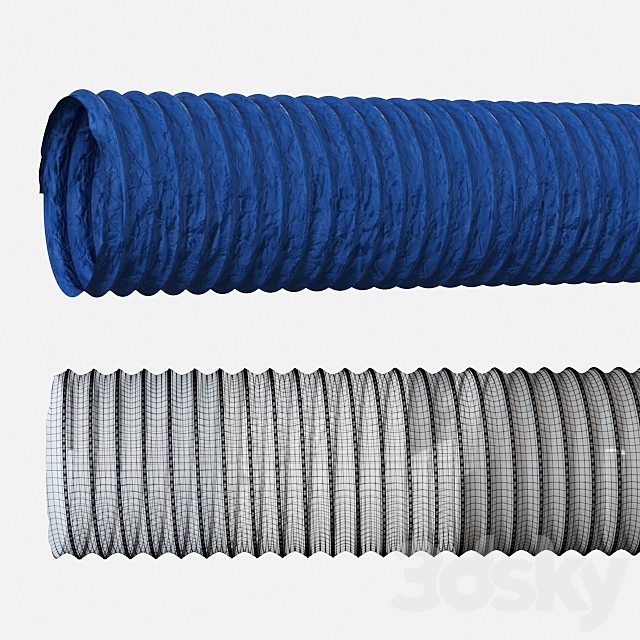 Corrugated ventilation pipe with diffuser 3DSMax File - thumbnail 3