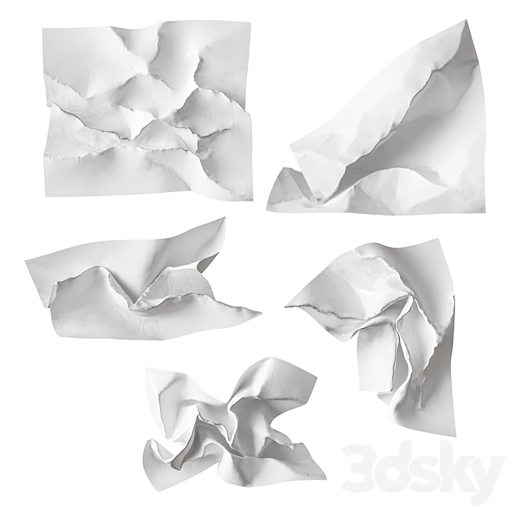 crumpled paper 3DS Max Model - thumbnail 1