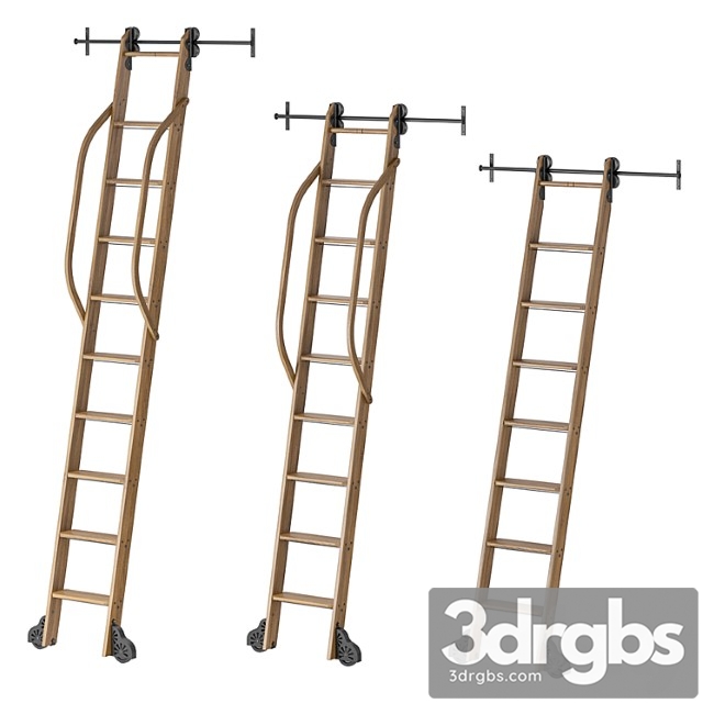 Custom Service Hardware Rolling Library Ladder 3dsmax Download - thumbnail 1