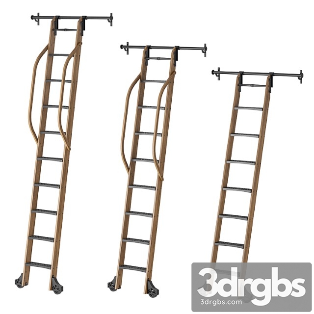 Custom Service Hardware Sliding Hook Library Ladder 3dsmax Download - thumbnail 1