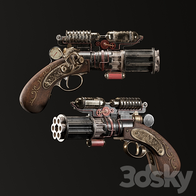 Decorative Steampunk Gun 3DSMax File - thumbnail 2