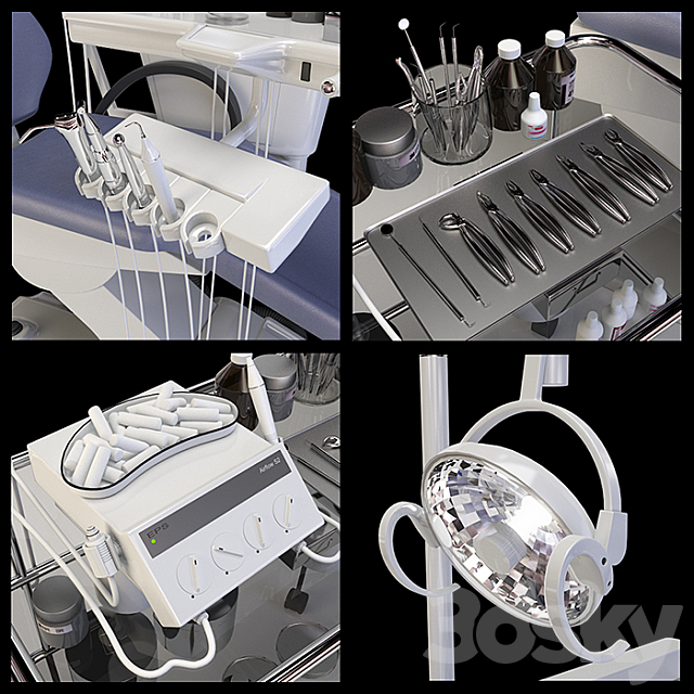 dental chair (set) 3DS Max Model - thumbnail 3