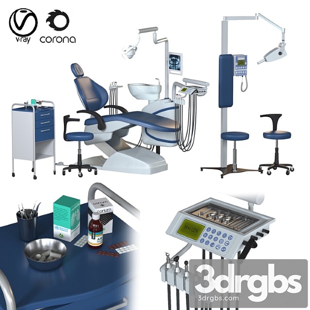 Dental Chair Unit Set Hospital Equipment Vol 3 3dsmax Download - thumbnail 1