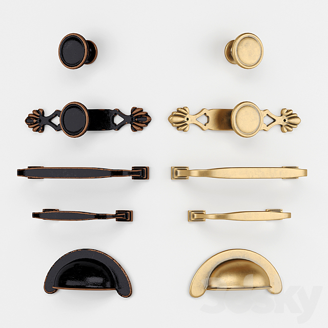 Door Handles & Knobs Set 6 3DS Max Model - thumbnail 2