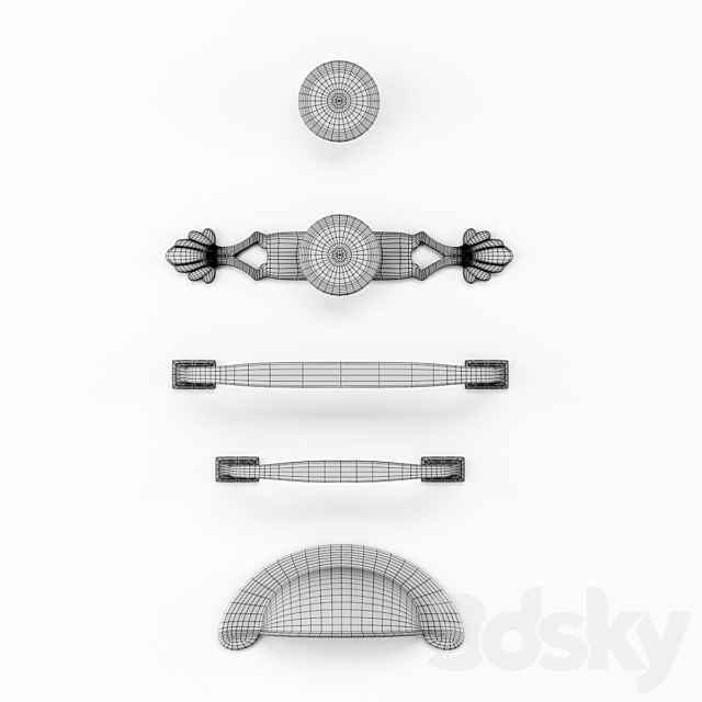 Door Handles & Knobs Set 6 3DS Max Model - thumbnail 3