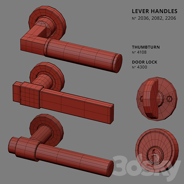 Door Lever Handles Nanz N ° 2036. 2082. 2206 3DSMax File - thumbnail 2