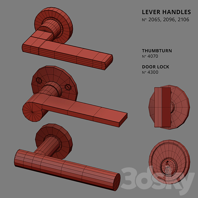 Door Lever Handles Nanz N ° 2065 2096 2106 3DS Max Model - thumbnail 2