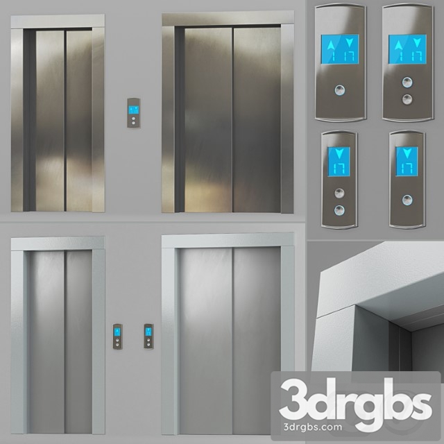 Doors with facings and post-call lift otis in 2 colors 3dsmax Download - thumbnail 1