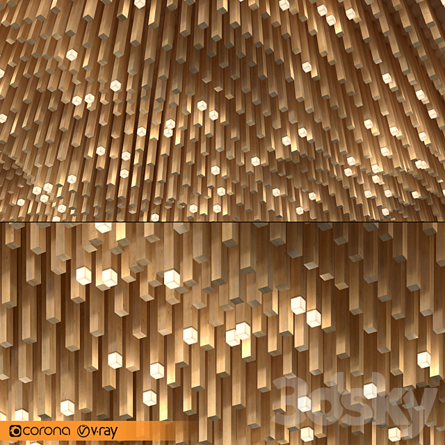 False wooden ceiling 3ds Max - thumbnail 1