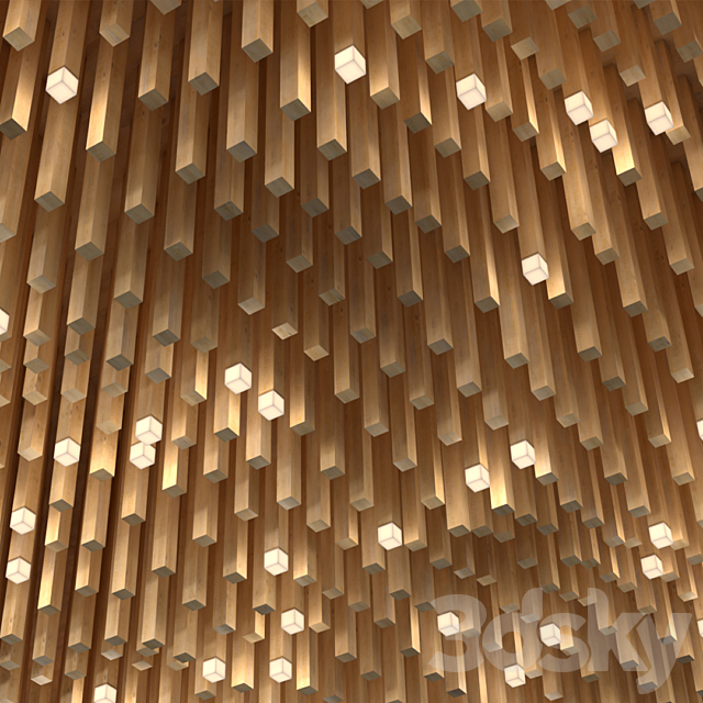 False wooden ceiling 3ds Max - thumbnail 3