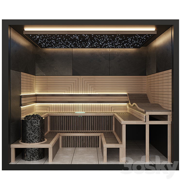 Finnish sauna 3DS Max Model - thumbnail 1