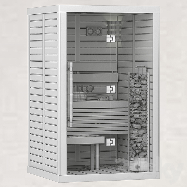 Finnish sauna Sawo Glass Front 3DS Max Model - thumbnail 2