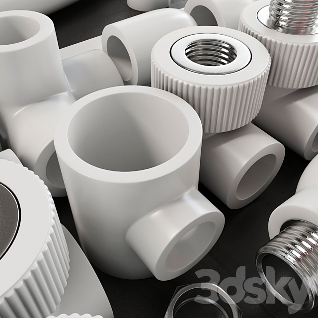 Fitingi plastic white _ Plastic white fittings 3DS Max Model - thumbnail 3